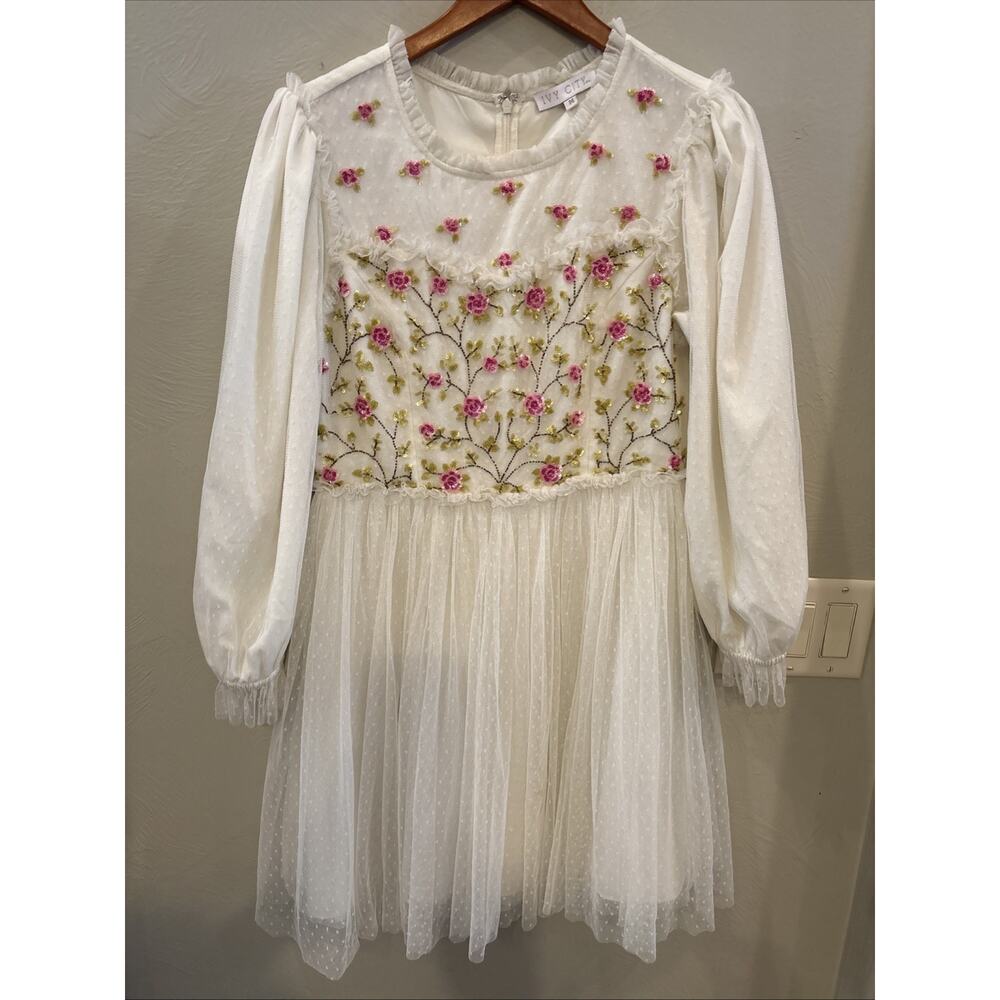 Ivy City Dress Co Sicily Dress, Size M, Flowers Tulle Lined Fairy Cottagecore